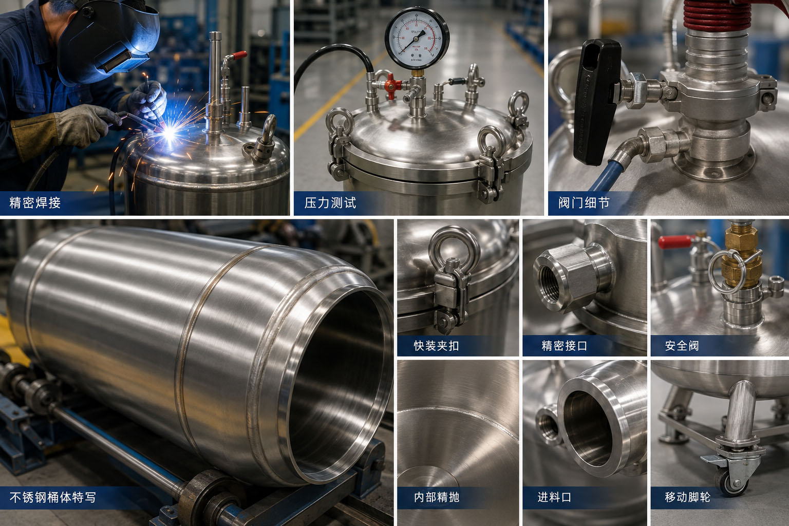 Stainless steel pressure tank for adhesive dispensing system