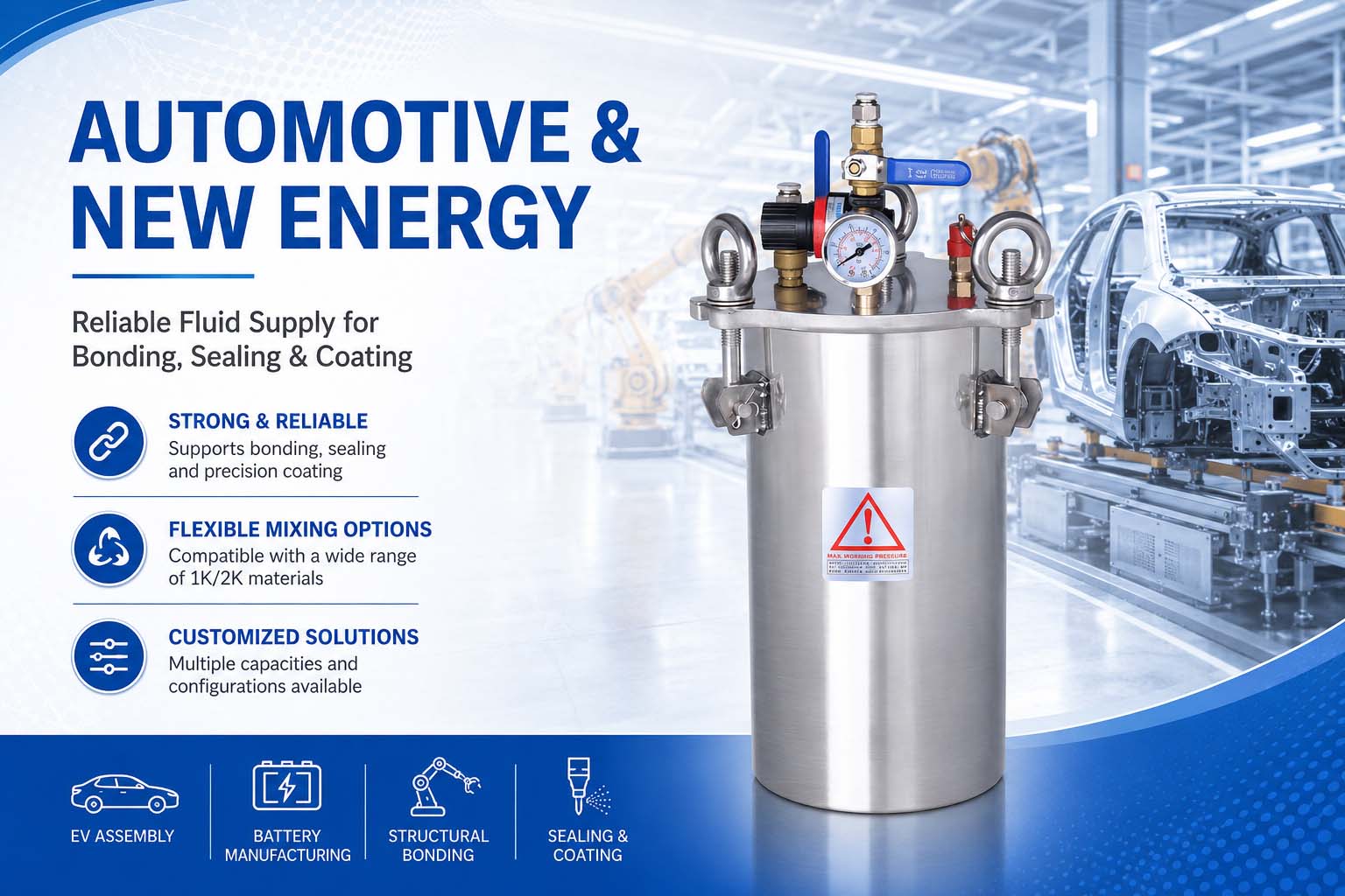 Pressure tank solution for automotive parts and new energy manufacturing