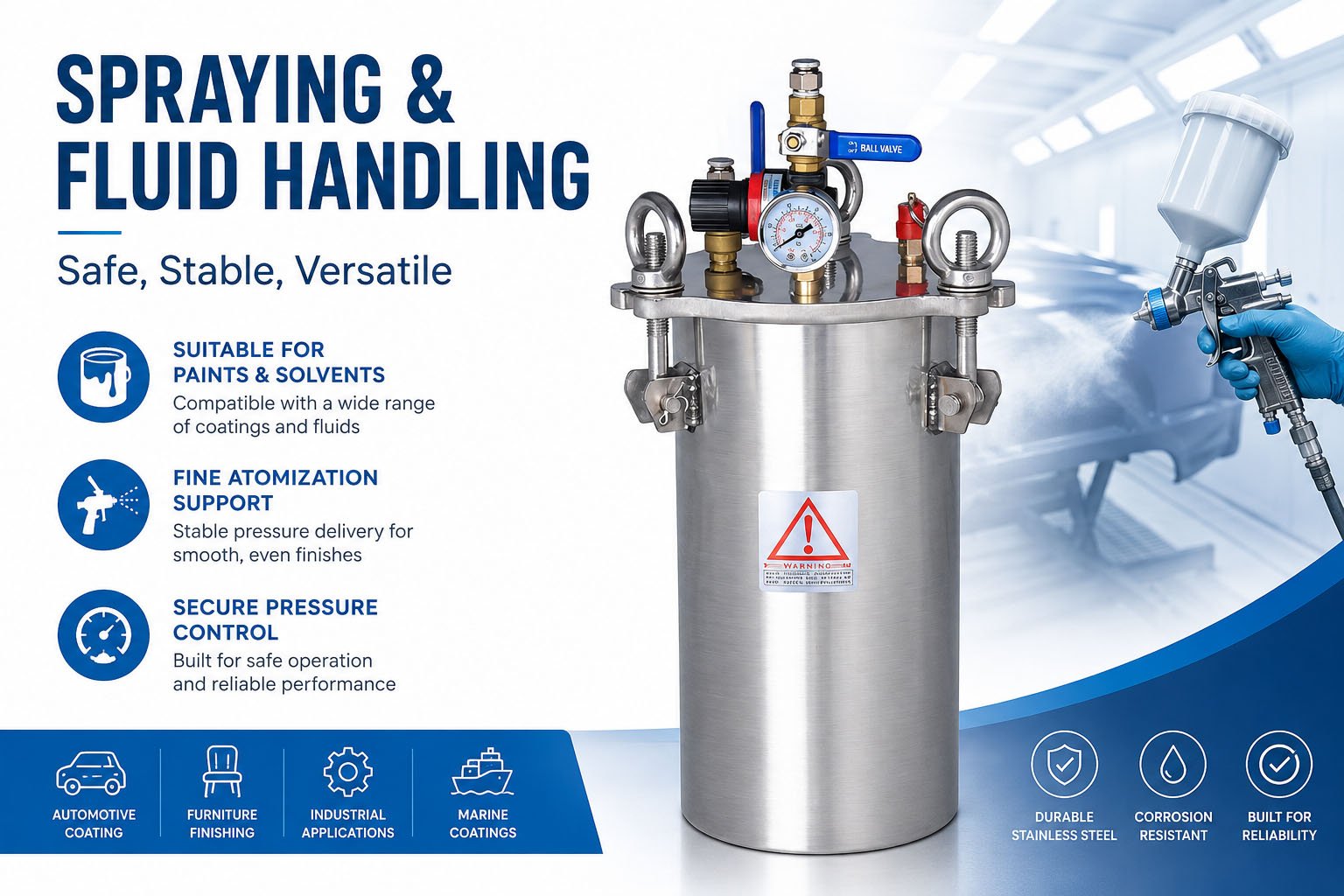 Yahong pressure tank for spraying coating filling and industrial fluid handling