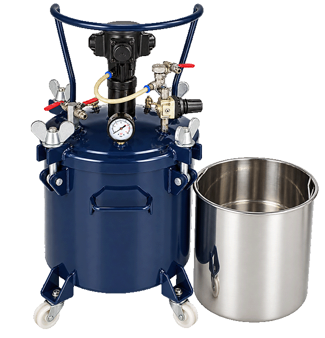 20L Stainless Steel Spray Paint Pressure Pot Tank Air Powered Mixing Agitator 950ml/min Output 300mm Spray Distance Resin