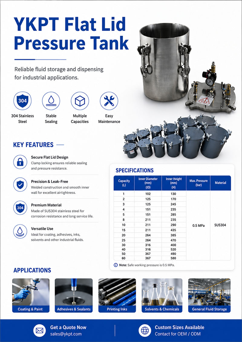 YKPT Flat Lid Pressure Tank for Industrial Fluid Dispensing image 2