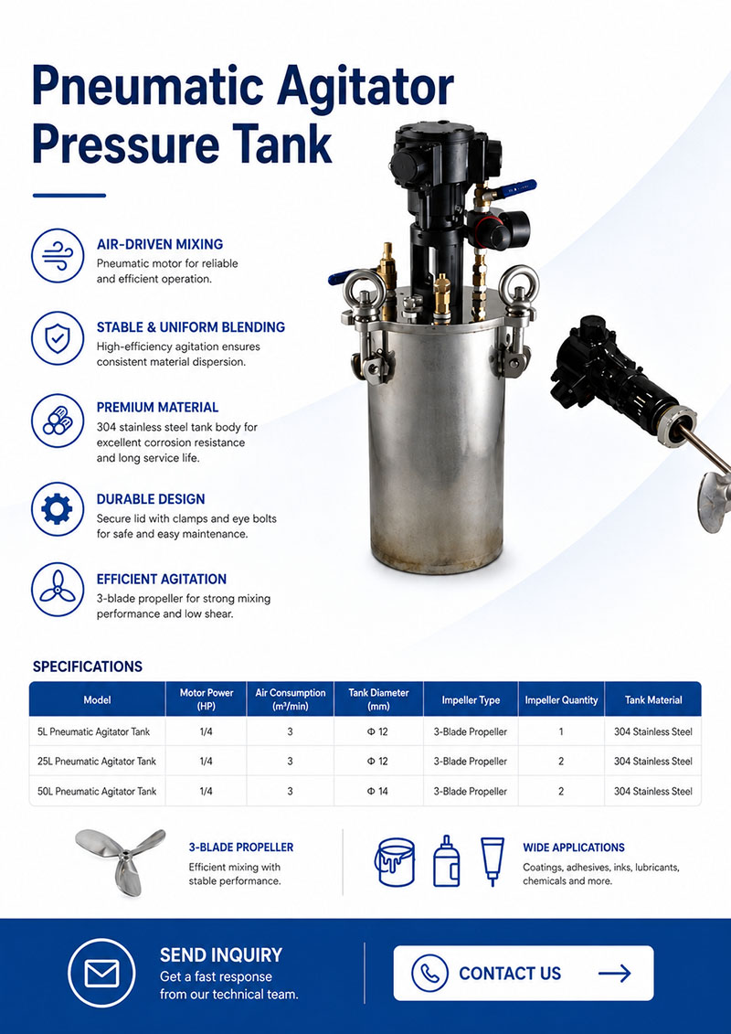 Pneumatic Agitator Pressure Tank for Industrial Dispensing image 2